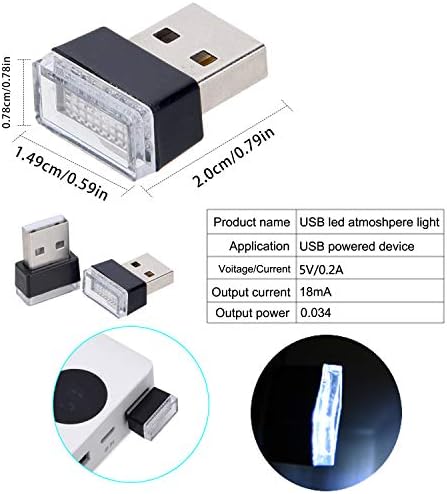 FEBRYTOLD 4PCS bijeli USB interijer u unutrašnjosti automobila, univerzalni mini LED USB svjetla