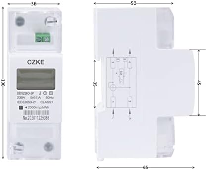 Eksil DDS226D-2P LCD jednofazni din-željeznički mjerač 65a 100a 220V 230V 50Hz 60Hz Aktivni