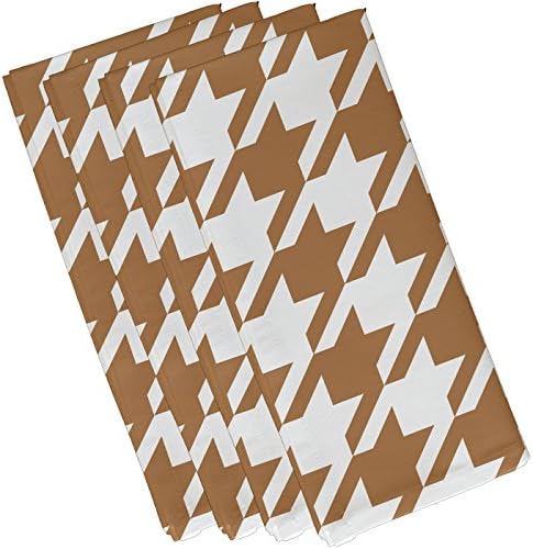 E dizajn salveta s geometrijskim printom Houndstooth, 19 by 19, smeđa