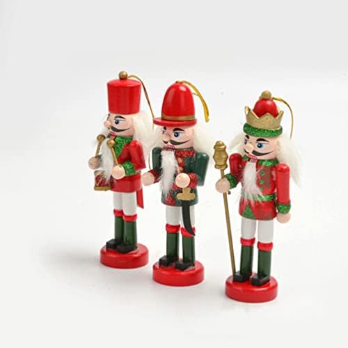 Amosfun 3kom Božić drveni vojnik Nutcracker krase viseći Drvo lutkarski ukras Nutcracker ukrasi