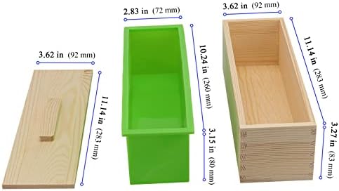 Keileoho 4 kom 4oz sapuni, pravokutni silikonski sapun za pravljenje kalupa sa drvenim kutijom,