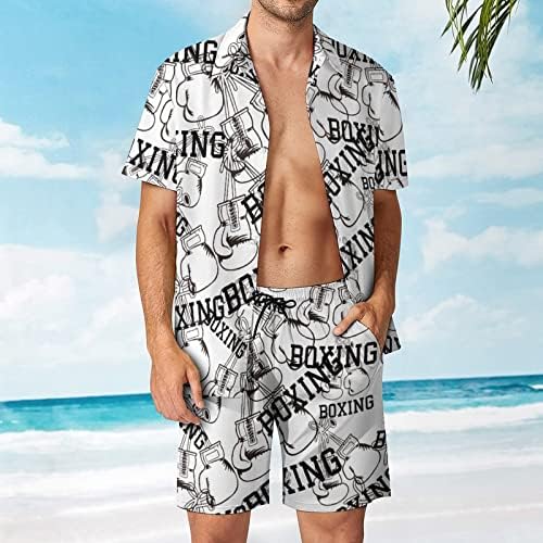 Rukavice za bokserice Weedkeycat muške odjeće za plažu 2 komada Havajska gumba dolje majica kratkih