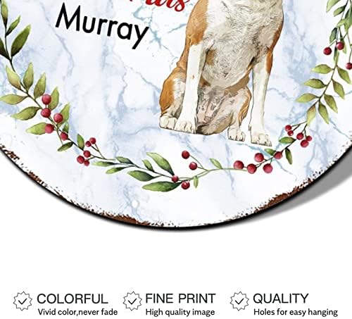 Snjegović božićni vijenac potpisuje psa u kapu kardinalno vijenac okrugli metalni limenki