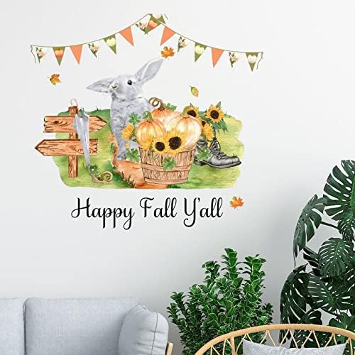 Happy Fall Y'all Pumpkin Harvest Farm Rabbit Stickers Decal za zid Hello Pumpkin jesen Welcome Wall Decals