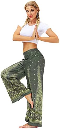 PNKJ Ženske hlače za ženske hlače labave palazzo boho hipi harem pilate plaža joga hlače