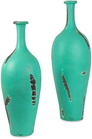 Novica Rustikalna velika keramička vaza, zelena, voljna zelena '