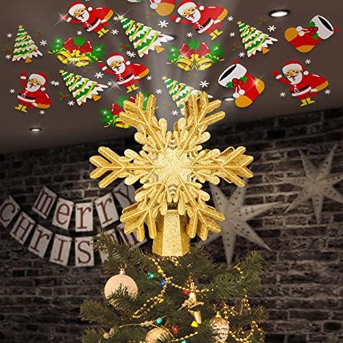 Božićna stabla osvijetljena, božićna stablo snježna pahuljica s rotirajućim santa claus projektorom,