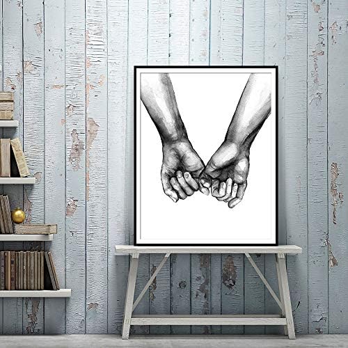 Kiddale ljubav i ruku pod ruku zidni umjetnički platneni Print Poster, jednostavan modni crno-bijeli skica