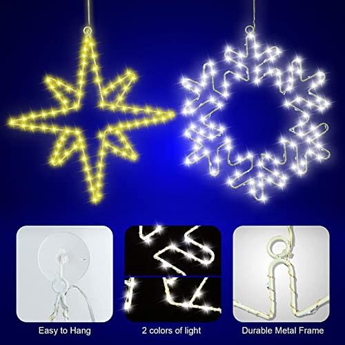2 Pakovanje 11,8 zimski dekor North Star Snowflake Decor prozorska svjetla, Bijela svjetla dekor