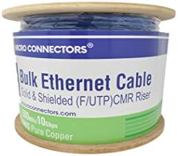Mikro konektori 500 Feet CAT 6A Solid & amp; zaštićeni CMR Riser Bulk Ethernet kabl-plava