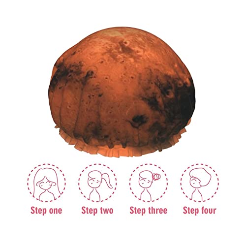 Mars Planet tiskani tuš kap, dvostruki sloj kapu za kupanje za žene vodootporne tuš kabine za tuš kabine