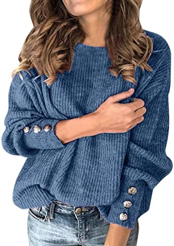 Ženski džemperi Pulover okrugli vrat kliznu rame Solid boja Veliki grubi Ležeran modni jesen i zimski džemper
