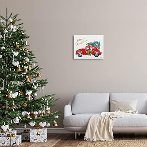 Stupell Industries Santa Gnomes Vožnja božićnim automobilom Kuća za odmor, dizajn HEATHEREE CHAN