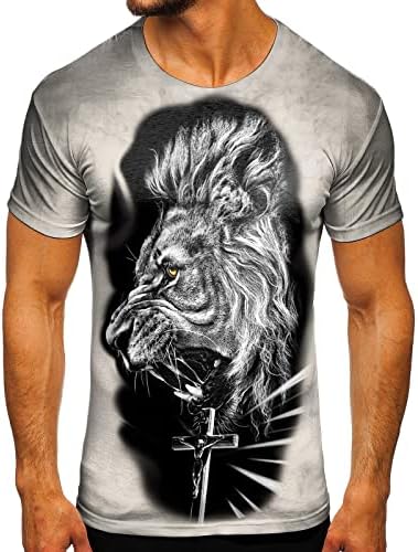 XXBR MENS vojnički kratki rukav Patriotski T-majice Ulica Isus Cross Lion Print Ljeto Atletska vježba Ležerne