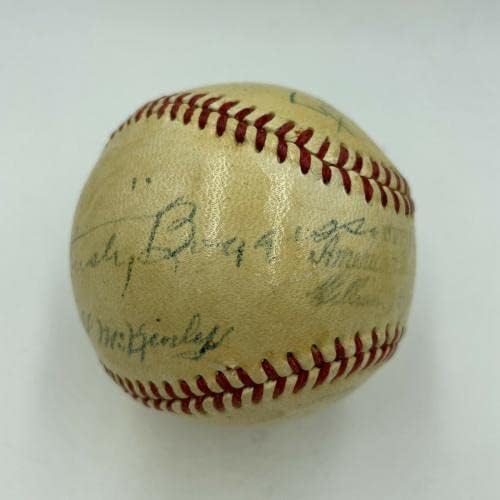 1952. Igra World Series Rabljeni bejzbol potpisan od strane Umpires Yankees Dodgers JSA COA - MLB autogradna