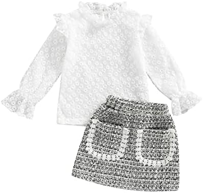 SHIBAOZI set odjeće za djevojčice za djecu 2 kom čipkasta cvjetna bijela bluza dugih rukava vrhovi