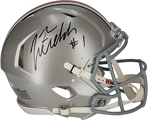 Justin Fields Ohio State Buckeyes Autographed Riddell Speed Authentic Helmets - Autographed College Helmets