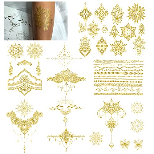Roarhowl metallic sparkle privremene tetovaže, zlato, srebro, pogodno za sve tonove kože