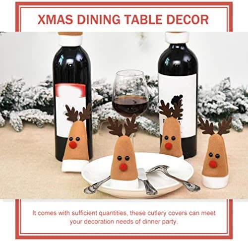 SOIMISS Elk Decor vino boca Drvo 10pcs Božić šešir pribor za jelo Holder Elk Božić Silverware torbica