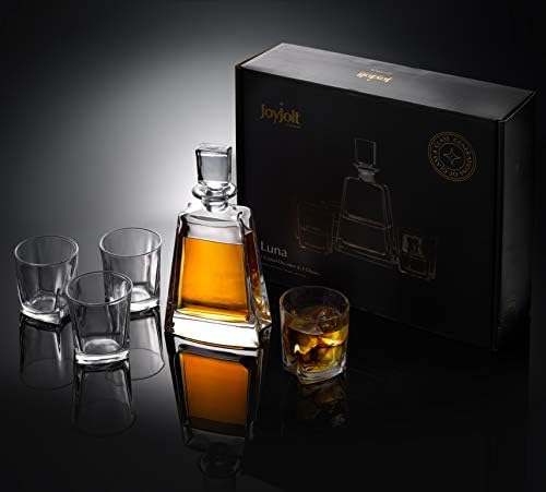 JoyJolt Luna 5 komad viskija Decanter i stakla Set, olova Crystal Bar Set radije za Scotch, tečnost, burbon