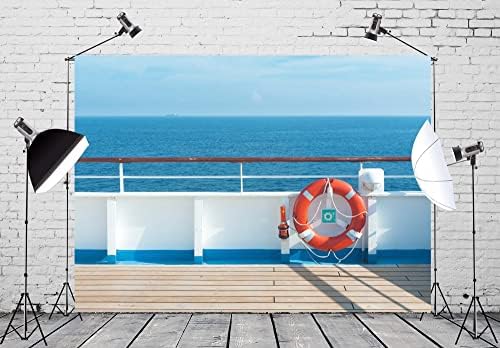 BELECO Cruise Backdrop Fabric 15x10ft cruise ship deck pozadina za krstarenje dekoracije za krstarenje Plavo