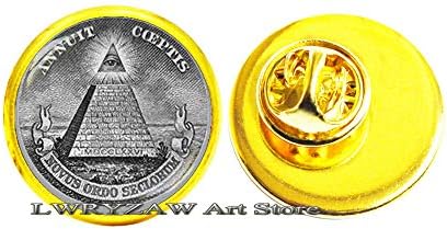 Annuitni Coeptis Brooch, masonski svi viđenje piramida za oči, masonski pin, oči Providence PIN, sacred