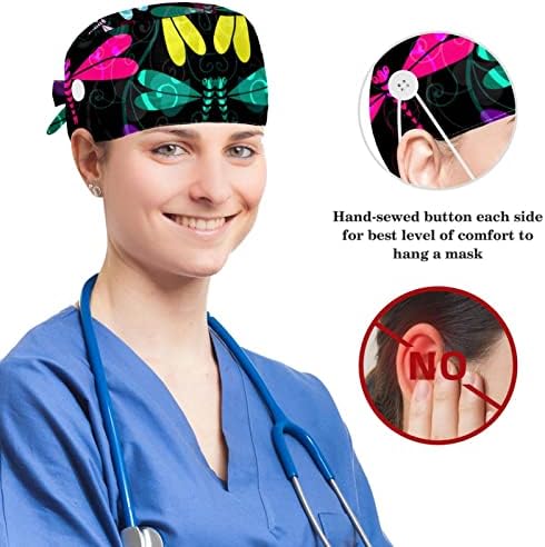Rock n Roll Retro Radni šešir podesivi kape za piling sa gumbima i luk kosu za medicinsku medicinsku medicinsku