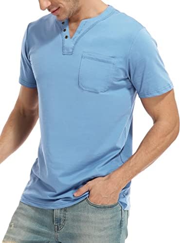 Mens Casual Ljeto V izrez Henley T-majice Pokaži s kratkim rukavima Plain majice