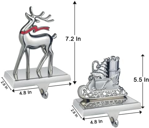 Ruikies božićni srebrni držači za čarape Skup 2 držač za jelena i silazni 3D metal za ukrase porodične zabave
