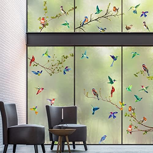 9 listova Proljeće Ljeto prozor Clings ptice Podružnice Glass Windows naljepnice za hummingbird dvostrane