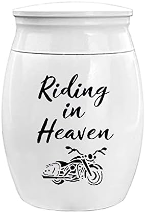 Dotuiarg kremacija urn bijeli motocikl Memorijal jar-jahanje u nebu-metalnoj urnu za ljudski pepeo čuva - prilagođeni