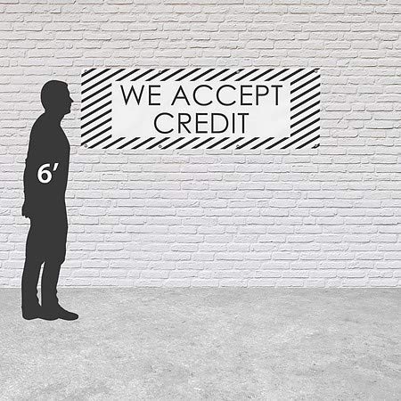 CGsignLab | Prihvatamo kreditne usluge bijeli teški vanjski vinilni baner | 6'x2 '