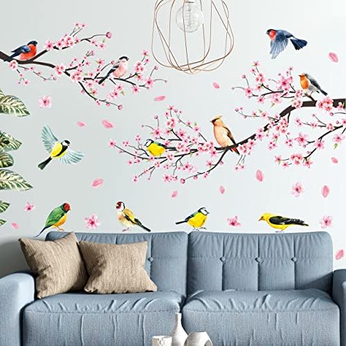 DT-39087 Giant ružičasti cvjetni zidni naljepnice breskve grane drveta Zidne naljepnice DIY uklonjivi kineski