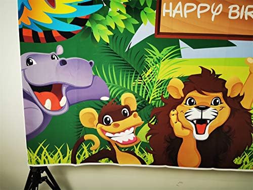 Aofoto 5x3ft Cartoon Safari životinje pozadina Sretan rođendan fotografija pozadina Fauna džungla Zoološki Vrt