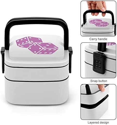 Dice Logo2 dvostruko Slaganje Bento kutija za ručak posuda za višekratnu upotrebu sa priborom za trpezariju
