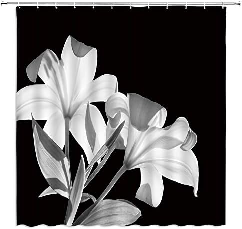 Aydsmyd crno bijeli cvjetni tuš za tuširanje Eleghant Lily Modern jedinstveni cvijet cvjeta umjetnost Print