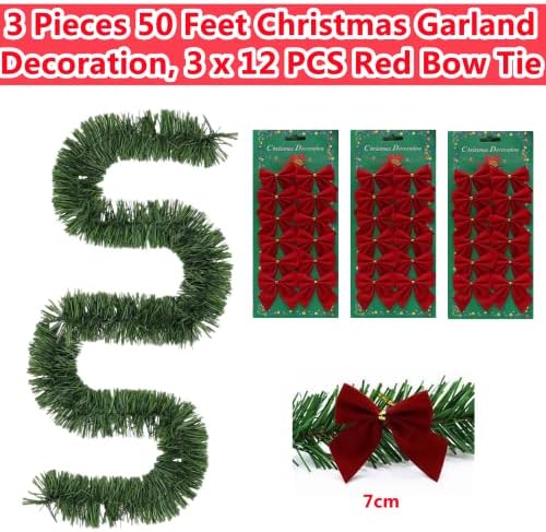 50 stopa Božićni ukras Garland, enlayer mekani zeleni dekor za odmor za odmor sretan novogodišnji partnijski