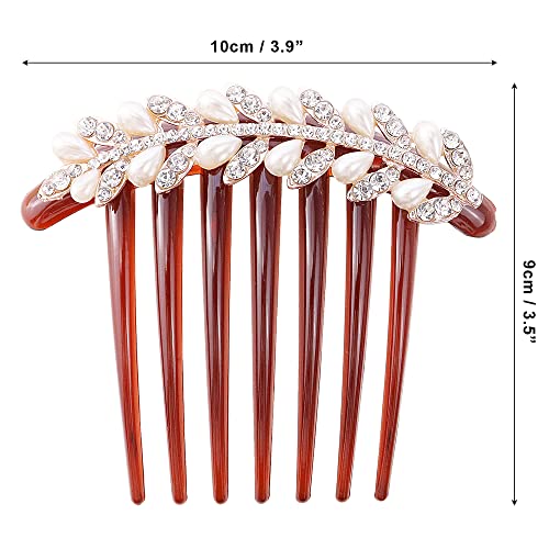 TCOTBE 2 kom Pearl Crystal Rhinestone Floral Twist Combs Hair Combs Bridal Wedding Pearl Hair Pieces