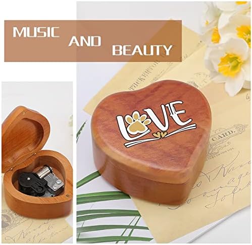 Love Dog Paw Heart Music Box drvene muzičke kutije Najbolji poklon za godišnjica božićnog rođendana