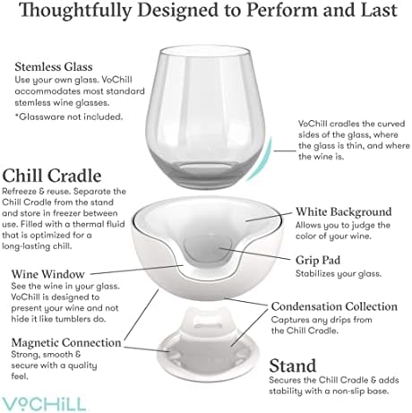 Vochill Stemless Wine Glass Chiller / držite hladnoću u čaši | novi dodatak za vino | odvojivi