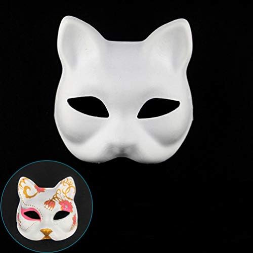 Stobok Men Decor White DIY maske za papir za lice: 10pcs Paint Cat Polovina maske maske za maske prazno Full