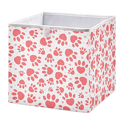 Valentines Day Heart Paw Cube Storage Bin sklopive kocke za odlaganje vodootporna korpa za igračke za kocke