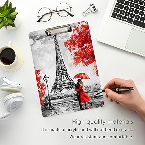 Eiffelov toranj plastike Clipboard 9 x12.5 akril Clipboards sa Low profile Clip A4 pismo veličine teška ploča