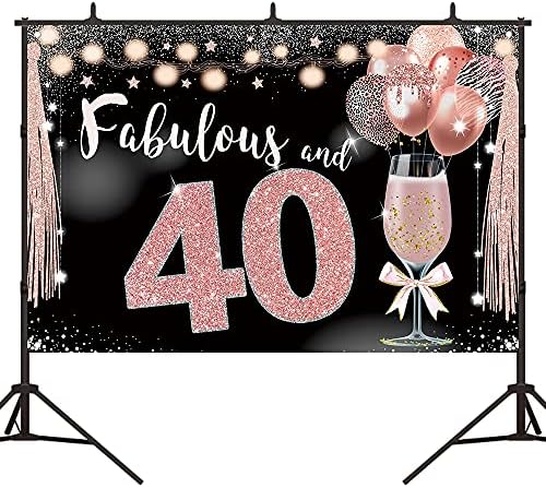Bellimas 40 i Fabulous Backdrop Pink Champagne Balloon Lights 40th Birthday Party Cake Table