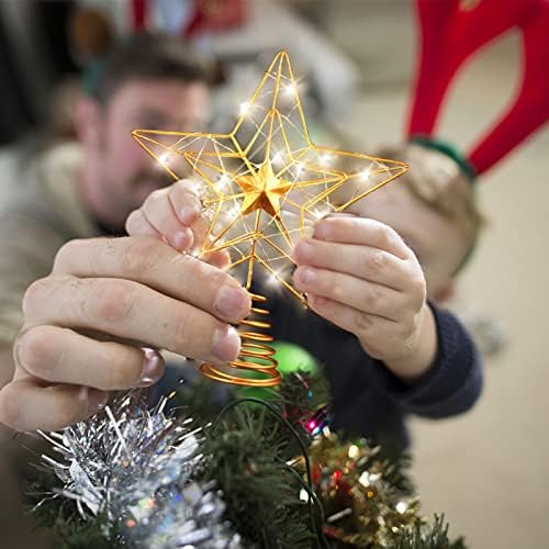 Božićna stabla, staklena zvezda sa 20 LED lampica na bateriji, blistavi ukrasi božićnog drveća, za kućnu dekoraciju