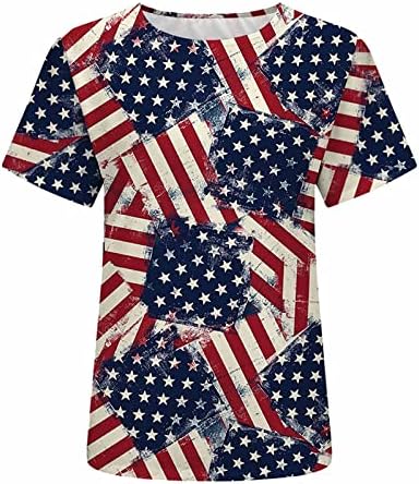 Teen Girl USA zastava Grafički bluze za majicu na vratu Brod majica kratkih rukava Ležerne prilike za ljetni