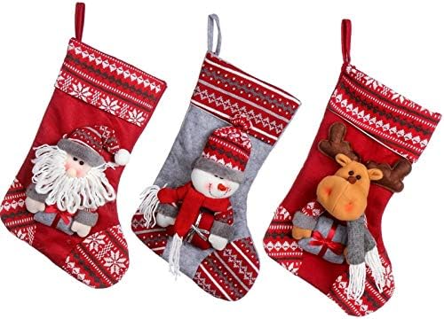 Halloween Dekoracija Božićna čarapa 3, vintage ručno izrađene božićne čarape za poklon i torbu za torbu