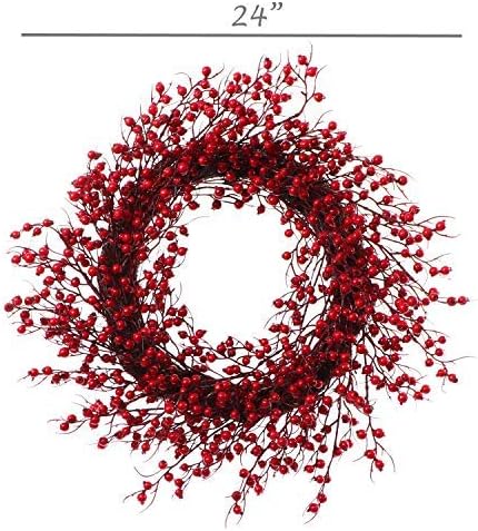 Larrsilk 24 Veliki crveni bobica; 24-inčne ručne grančice bobice Odmorsko ukrasni zimski božićni vijenac