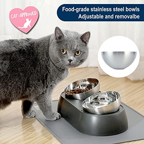 Povišene posude za hranu za mačke sa silikonskom prostirkom za hranjenje za mačke, mačiće, male pse - antistres