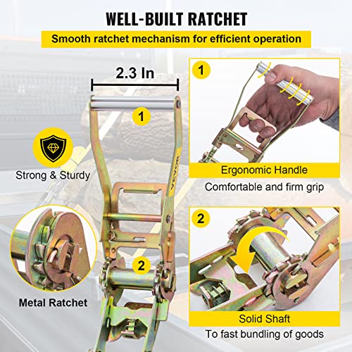 Vevor Ratchet vezati remen, 9,8ft x 2in poliester remenica 4000 lbs Radno opterećenje, 4 kom.